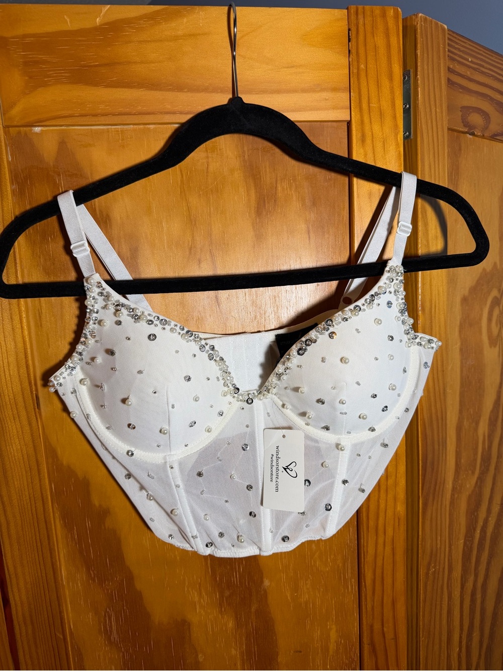 NWT Windsor White Embellished Bustier Bra | Size M